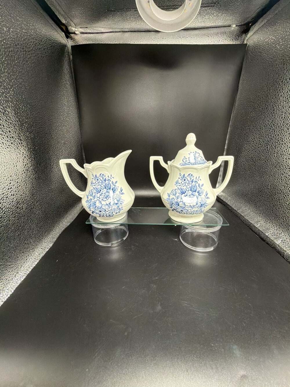 Vintage J&G Meakin Royal Staffordshire Avondale Blue and White Ironstone Sugar B